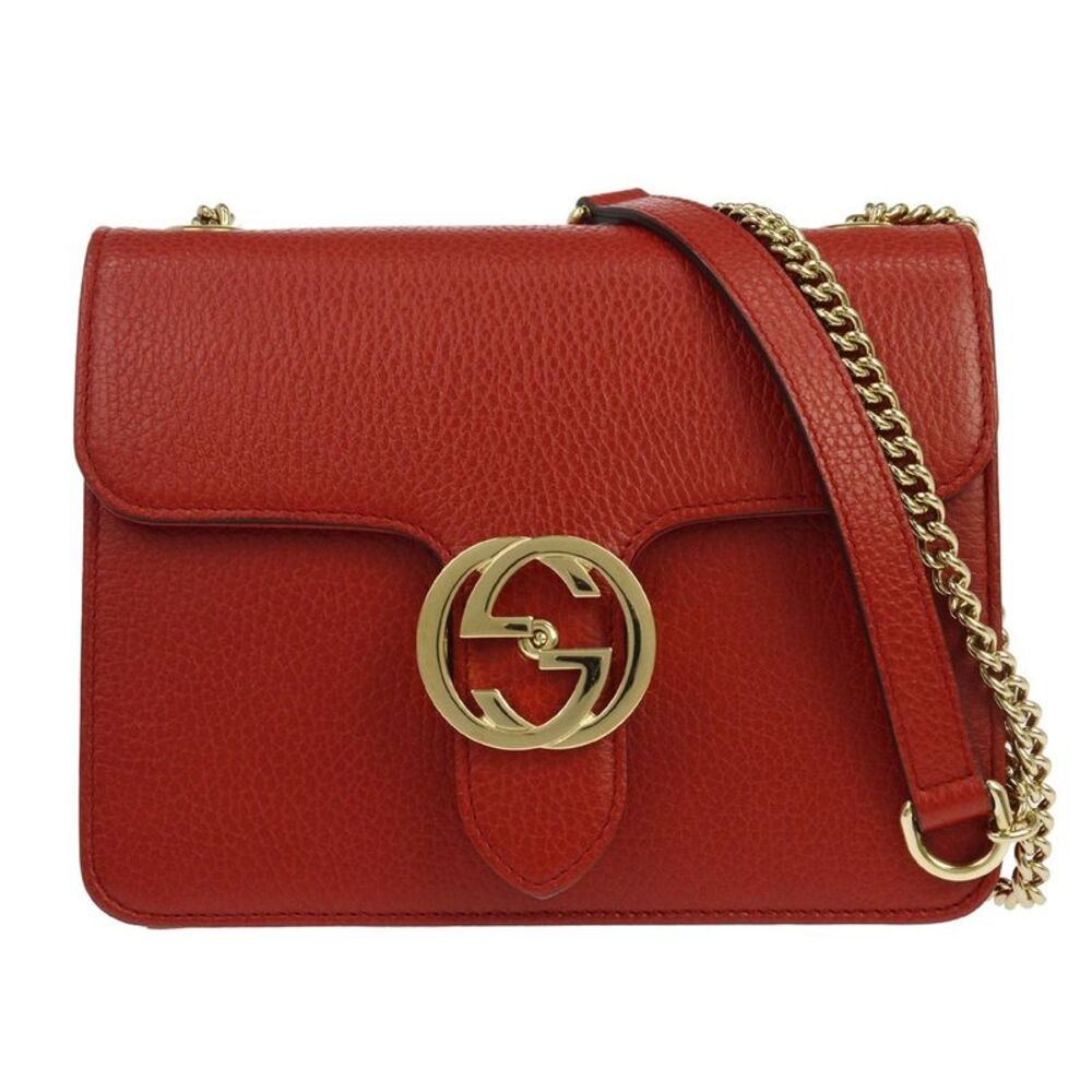 Gucci Interlocking Leather Red Leather Shoulder Bag Bag